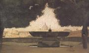 Jean Baptiste Camille  Corot, La vasque de I'Academie de France a Rome (mk11)
